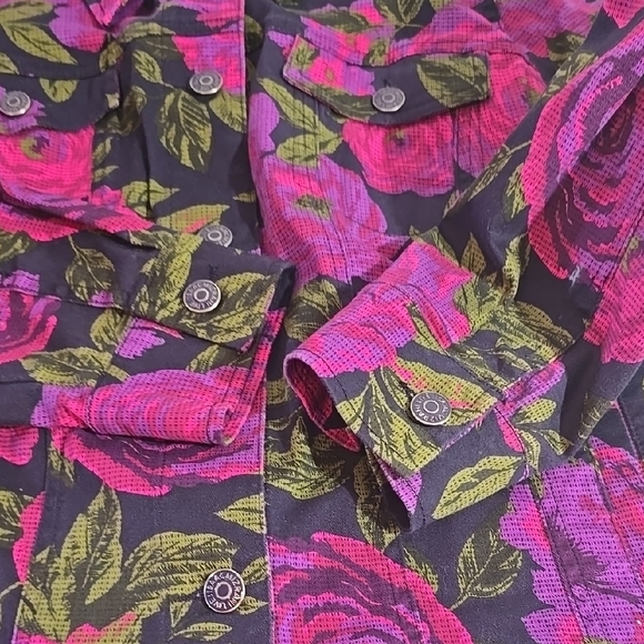 Isaac Mizrahi Live Floral Jean Jacket - Picture 6 of 10